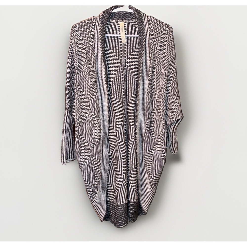 Aeropostale Cozy Gray White Bohemian Cozy Cotton Blend Long Cardigan Sweater S